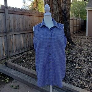 Vintage Columbia Sleeveless Blue Checkered Women's Top